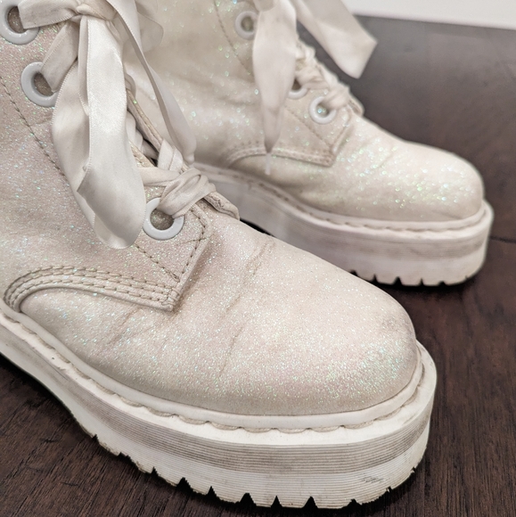 DOC MARTENS Molly Glitter platform lace-up combat boots size 11 - Picture 7 of 14